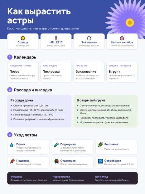 Астра королевский размер Синяя семена